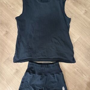 Navy Free People Biker Shorts and Tank Top Set